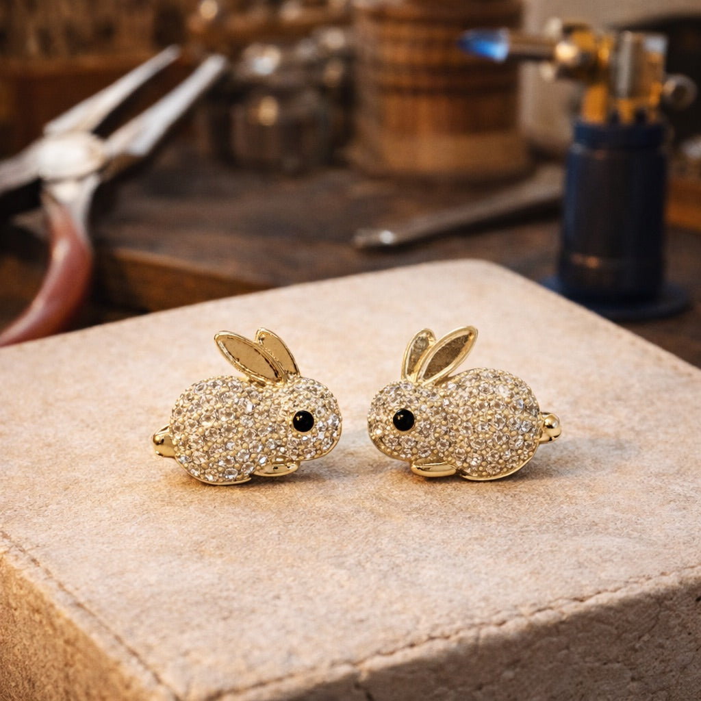 Cute Bunny Crystal Stud Earrings