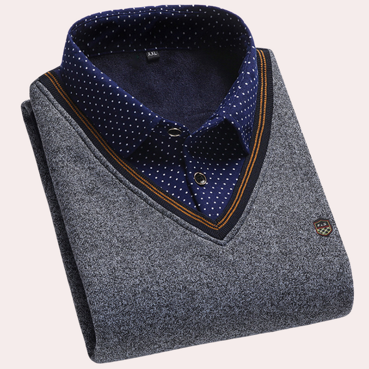 Men's Jumper with Shirt Collar – Victor
