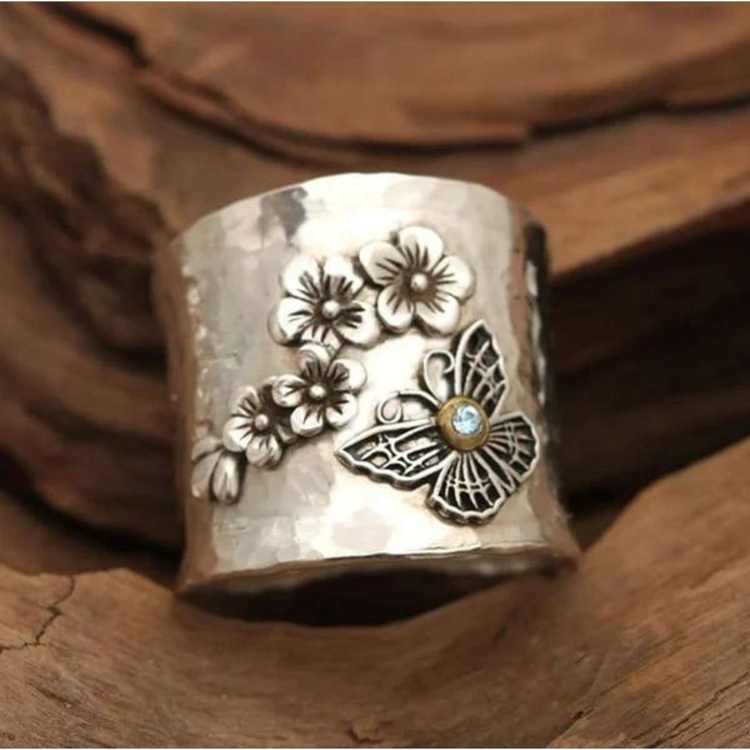 Bee Flower Butterfly Wide Ring
