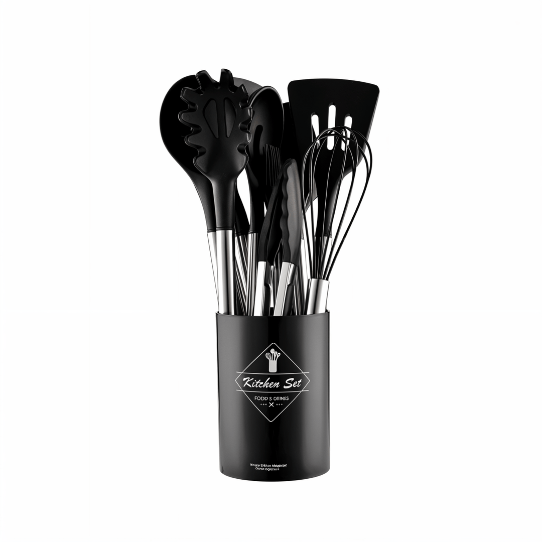 Culinara Pro – 12-Piece Silicone Kitchen Utensil Set with Stainless Steel Handles