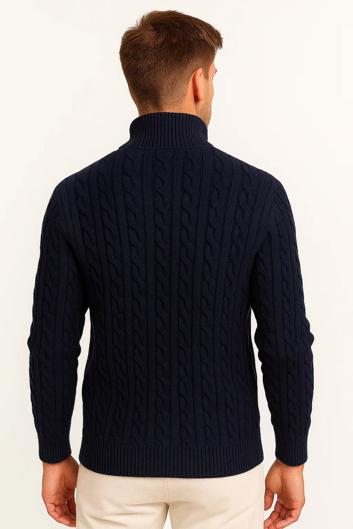 Men's Cable-Knit Jumper with Quarter Zip - Edmond