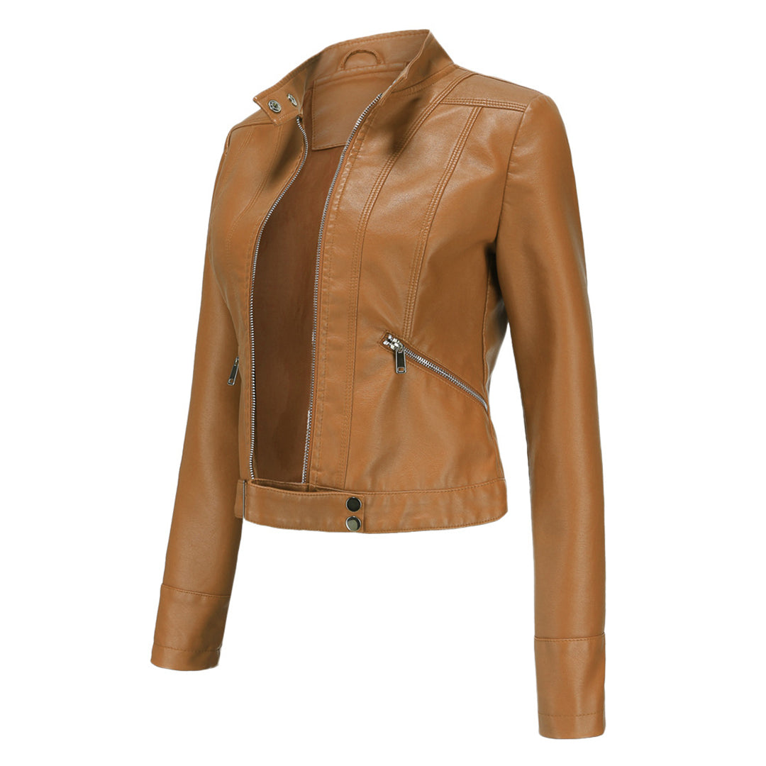 Classic Women's Leather Jacket with Timeless Style