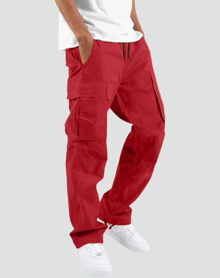 Men's Multi-Pocket Trousers with Adjustable Waist