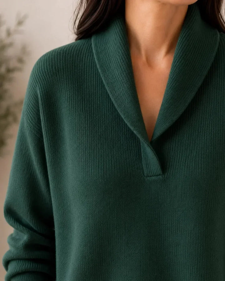 Soft V-neck Jumper with Shawl Collar