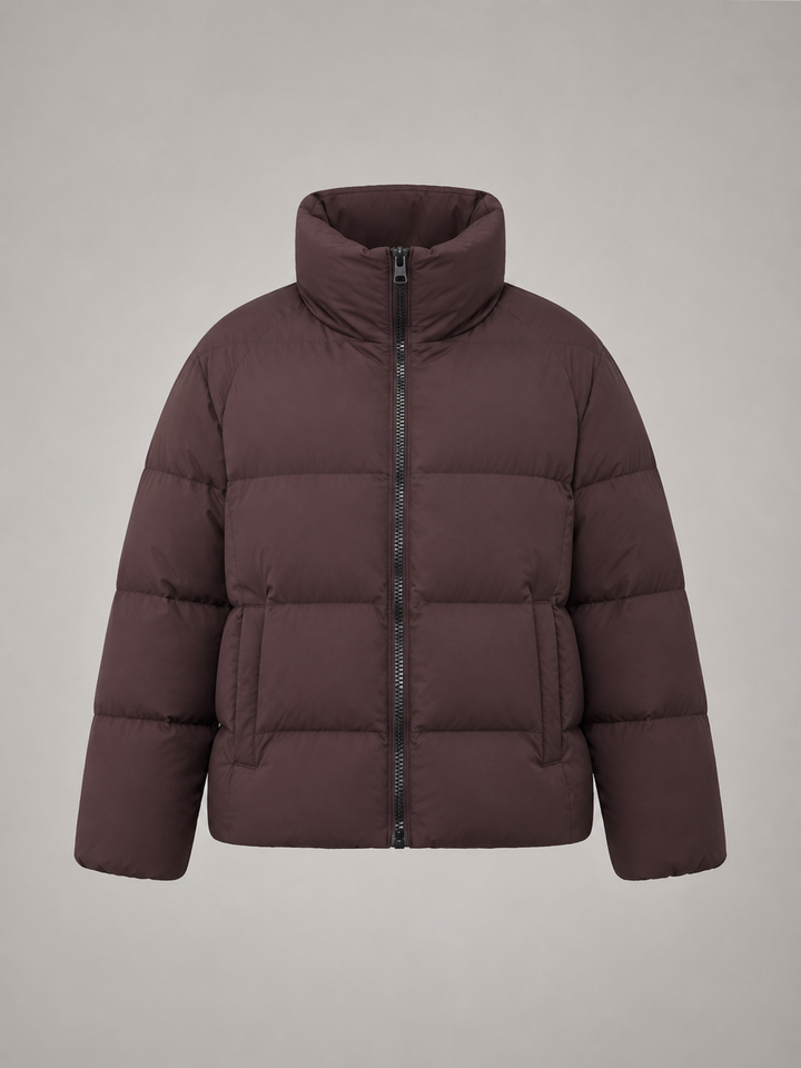 Women's Quilted Winter Jacket with Funnel Collar and Zip