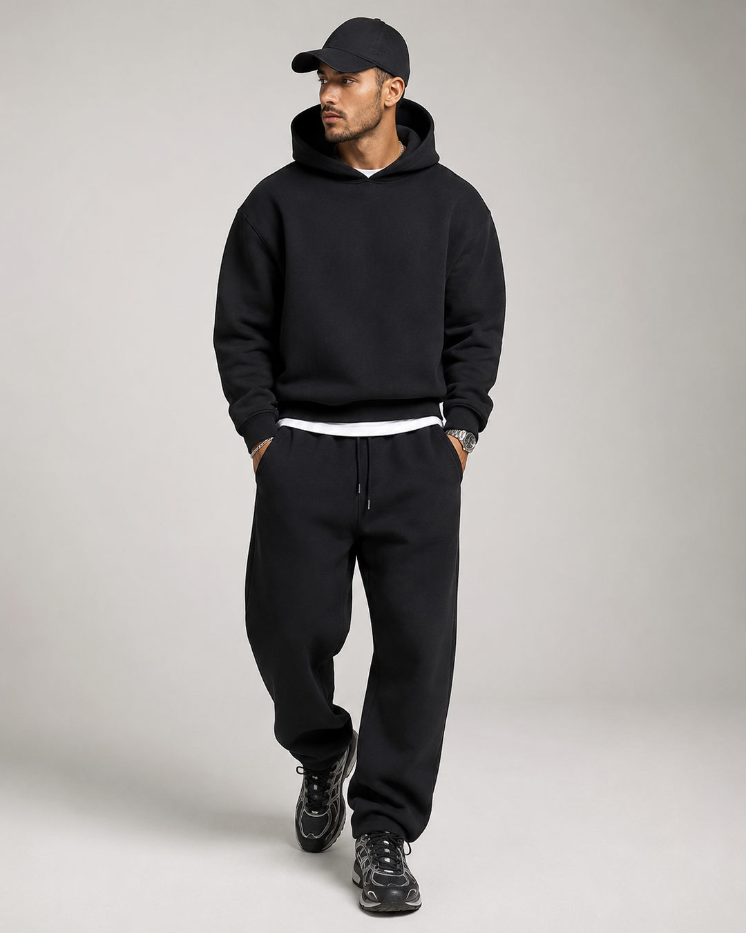 Men's Hoodie & Jogger Set - Soft Cotton Blend, Relaxed Fit
