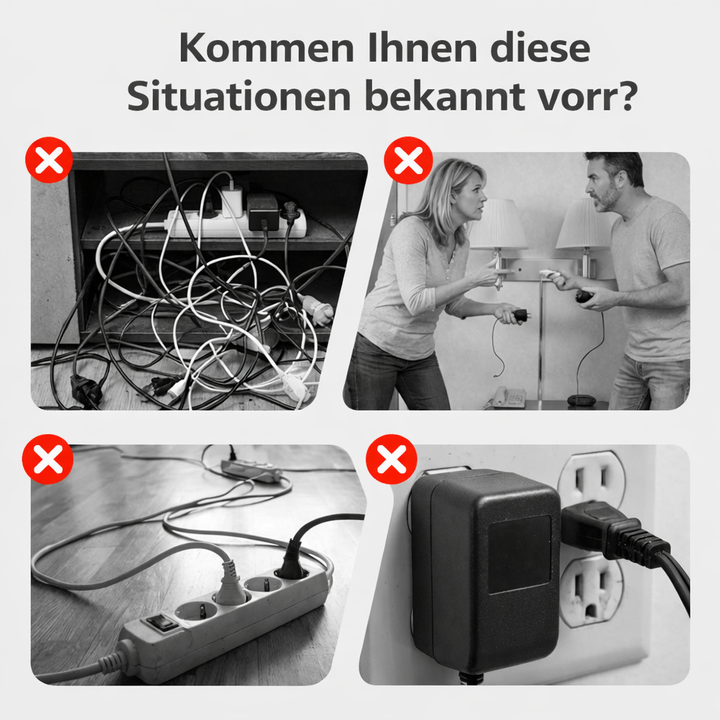 Extension Lead with USB and Switches | Multi-Socket Surge Protector 2500 W