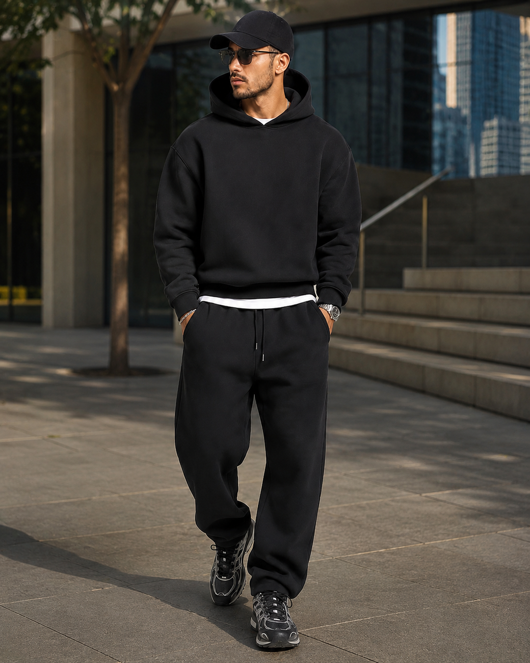 Men's Hoodie & Jogger Set - Soft Cotton Blend, Relaxed Fit