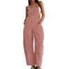 Women's Wide-Leg Corduroy Dungarees - Casual Utility Jumpsuit