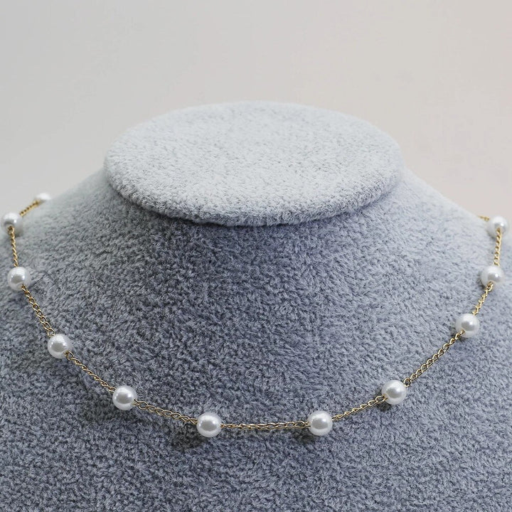 Minimalist Gold Necklace with Subtle Cubic Zirconia Stones