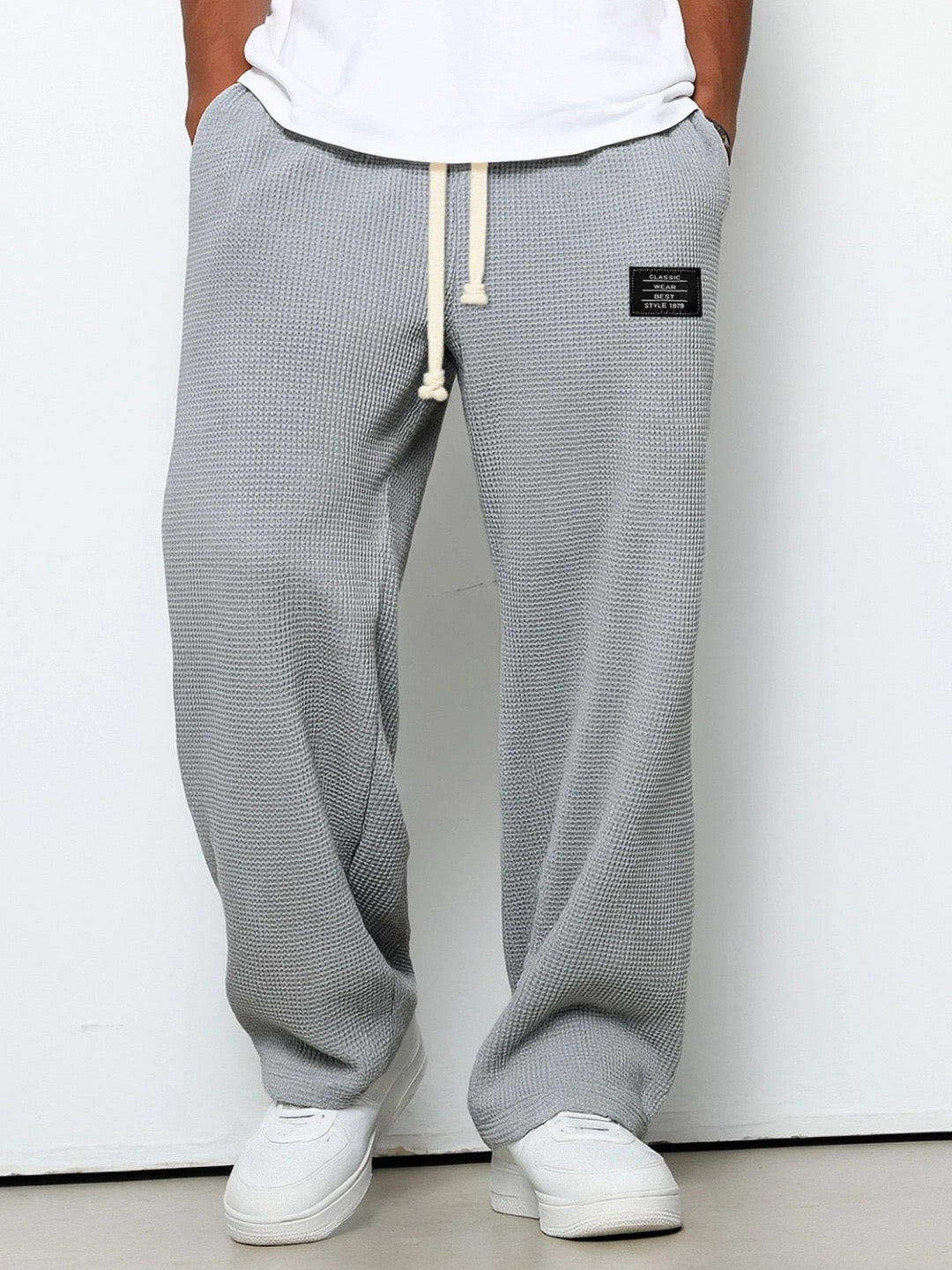 Men's Relaxed Fit Trousers with Adjustable Drawstring Waist