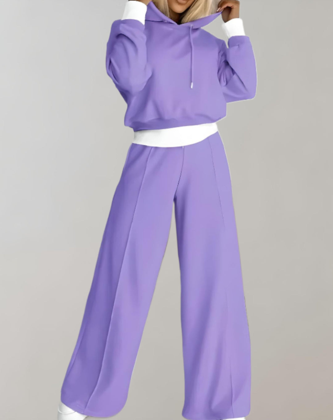 Women's Tracksuit Set – 2-Piece, Comfortable, Casual with Hoodie and Wide-Leg Trousers