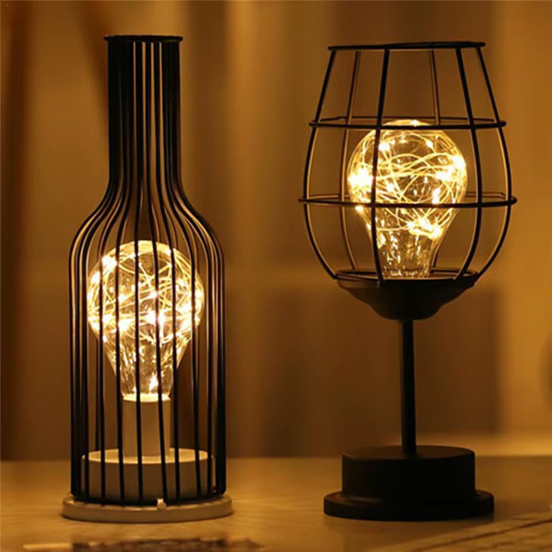 Wireless Table Lamps with Black Metal Lampshades