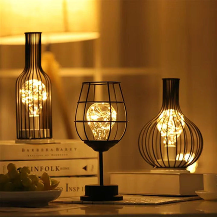 Wireless Table Lamps with Black Metal Lampshades