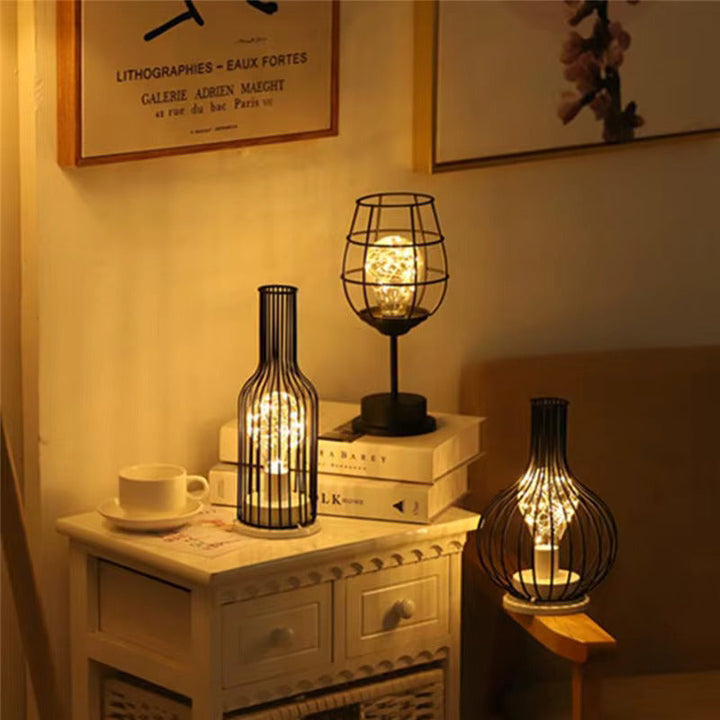 Wireless Table Lamps with Black Metal Lampshades