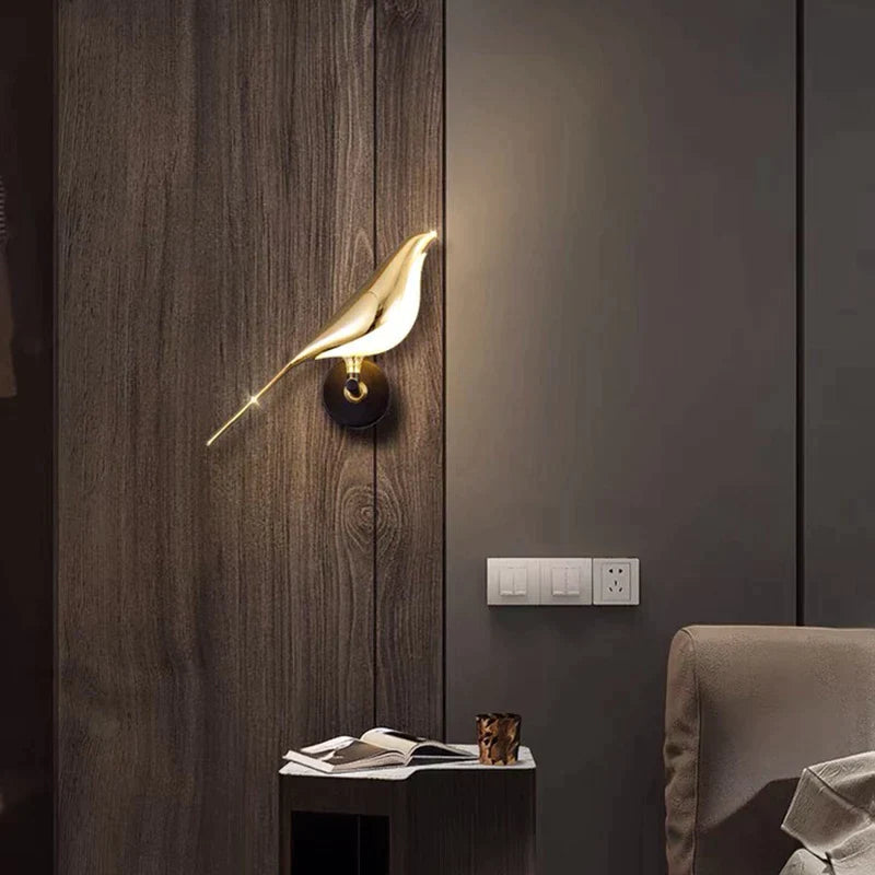 GoldenGlow Winged Wall Sconce | Elegant Bird-Themed Wall Lamp with Adjustable Lighting