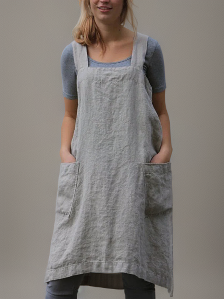 Women's heathered bib apron with cross-back straps
