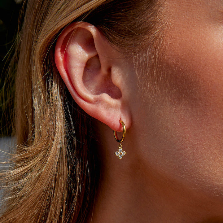 Crystal Four-Leaf Clover Dangle Earrings