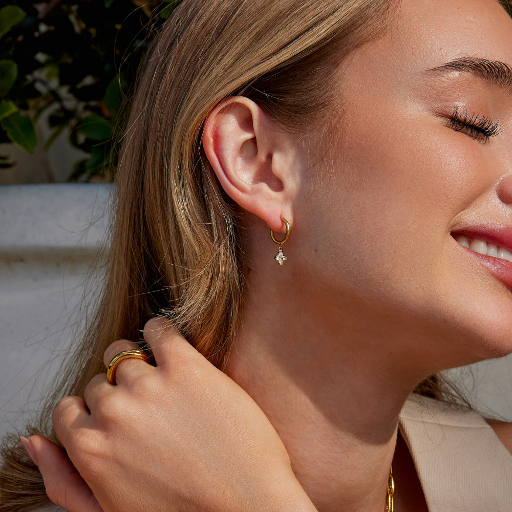 Crystal Four-Leaf Clover Dangle Earrings