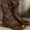 Women's Leather Lace-Up Boots with Orthopaedic Footbed and Arch Support