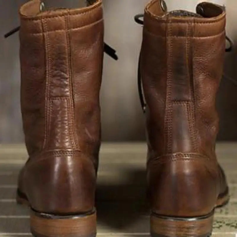 Women's Leather Lace-Up Boots with Orthopaedic Footbed and Arch Support