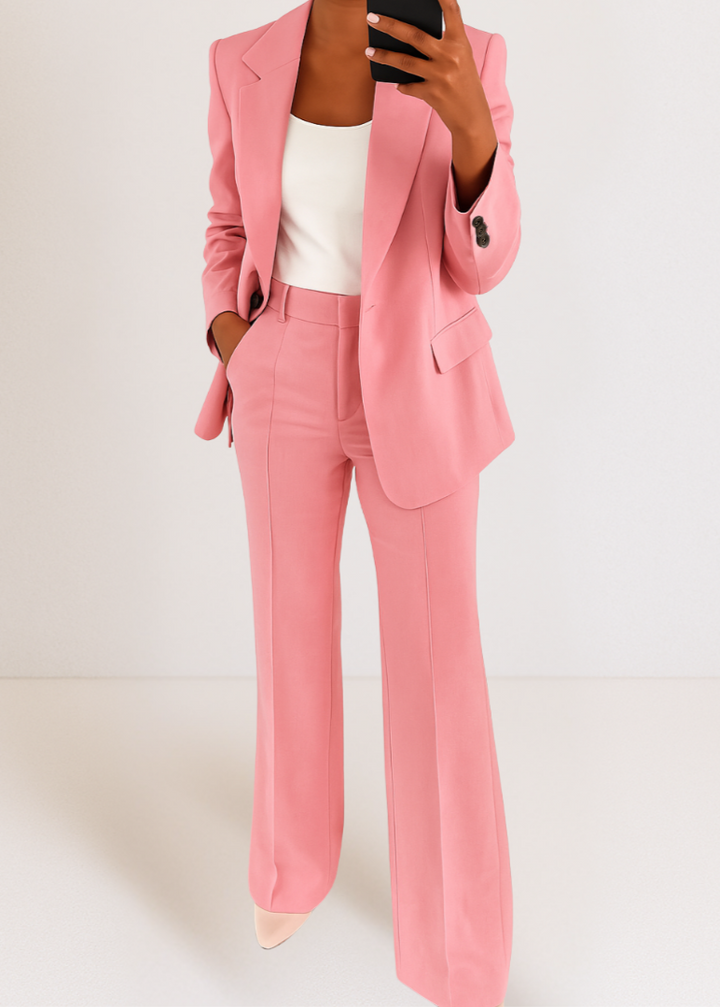 Women's Two-Piece Set: Fitted Blazer and Trousers (Lounge Set)