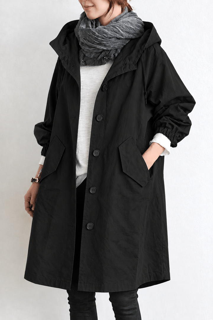 Women's Waterproof Rain Trench Coat with Hood – Lightweight Coat for Spring and Autumn