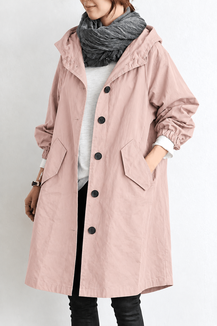 Women's Waterproof Rain Trench Coat with Hood – Lightweight Coat for Spring and Autumn