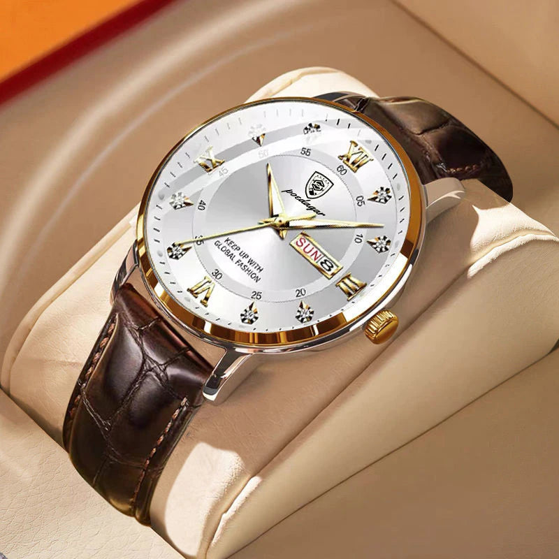 Men's Waterproof Luminous Wristwatch – Classic Stainless Steel Design with Luminous Display