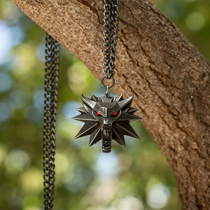 Stainless Steel Wolf Medallion Necklace - WolfCharm