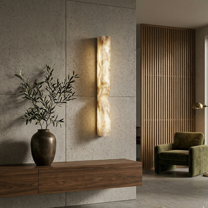 Alabaster Wall Lamp with Dimmable LED Lighting