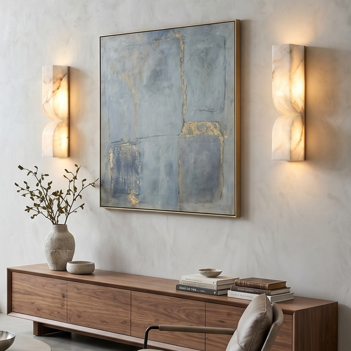 Alabaster Wall Lamp with Dimmable LED Lighting