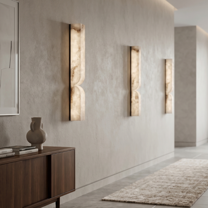 Alabaster Wall Lamp with Dimmable LED Lighting