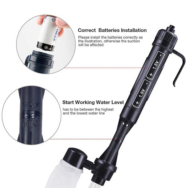 Electric Aquarium Gravel Cleaner - Battery-Powered Suction Pump for Water Changes