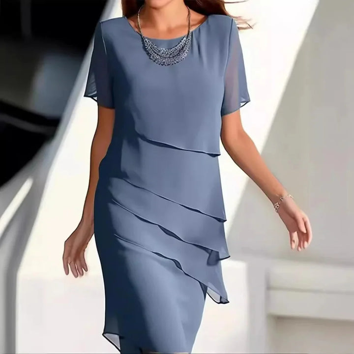 Luxe Chiffon Midi Dress for Women