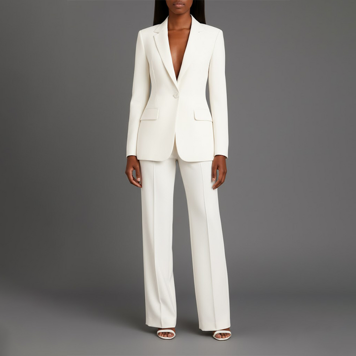 Women's Trouser Suit Set with Long Blazer and Matching Trousers
