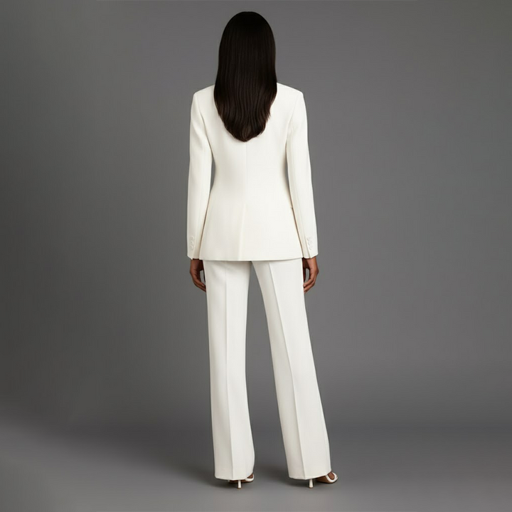 Women's Trouser Suit Set with Long Blazer and Matching Trousers