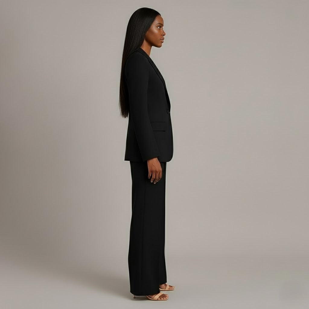 Women's Trouser Suit Set with Long Blazer and Matching Trousers