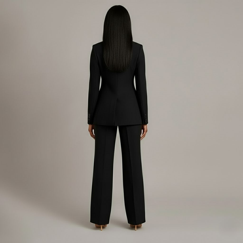 Women's Trouser Suit Set with Long Blazer and Matching Trousers