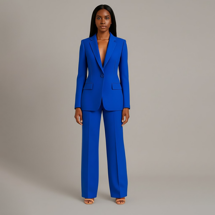 Women's Trouser Suit Set with Long Blazer and Matching Trousers