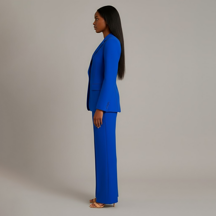 Women's Trouser Suit Set with Long Blazer and Matching Trousers