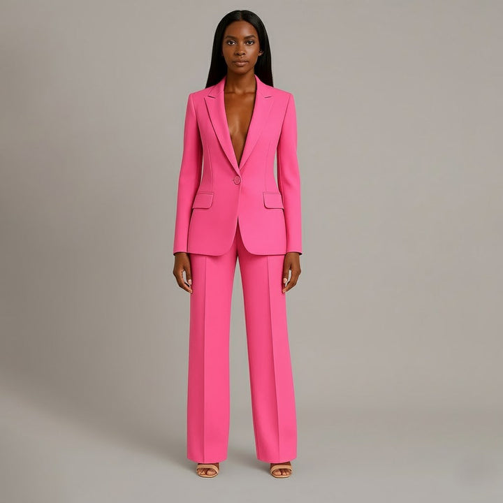 Women's Trouser Suit Set with Long Blazer and Matching Trousers