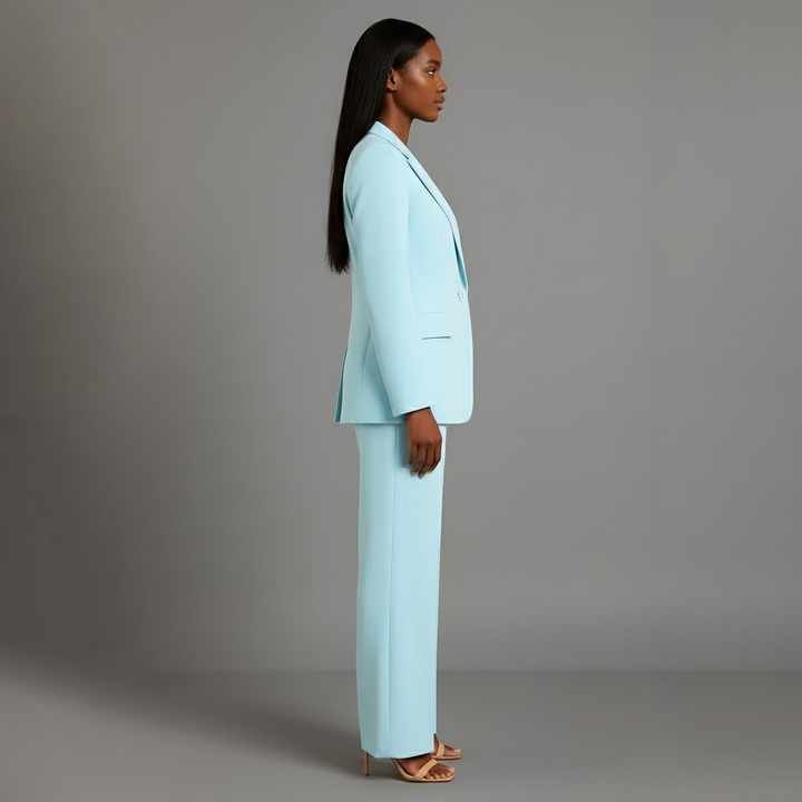 Women's Trouser Suit Set with Long Blazer and Matching Trousers