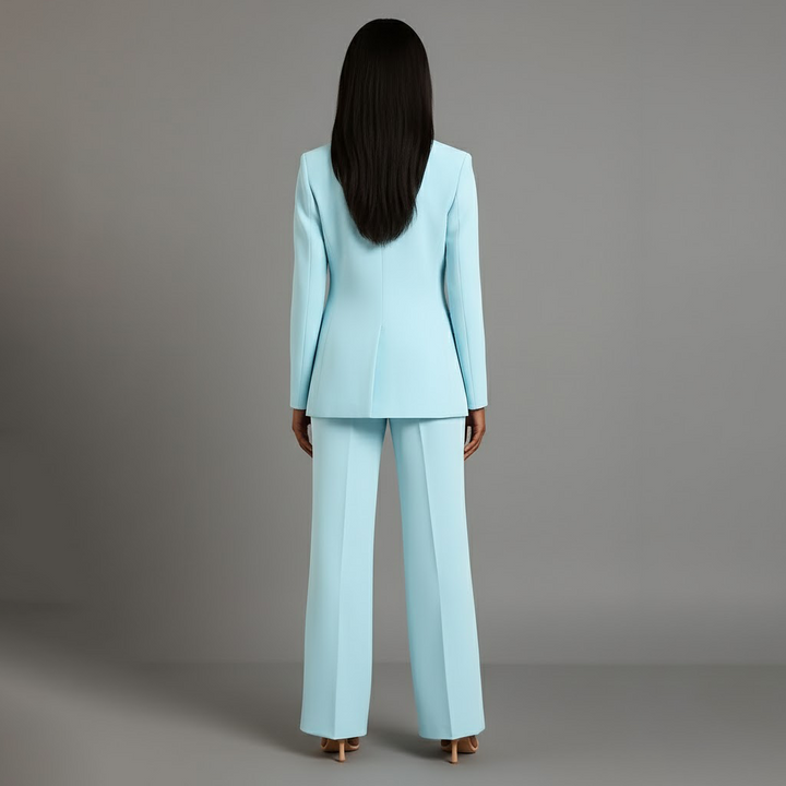Women's Trouser Suit Set with Long Blazer and Matching Trousers