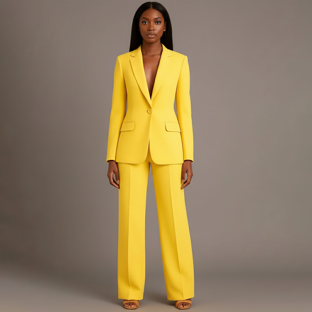 Women's Trouser Suit Set with Long Blazer and Matching Trousers
