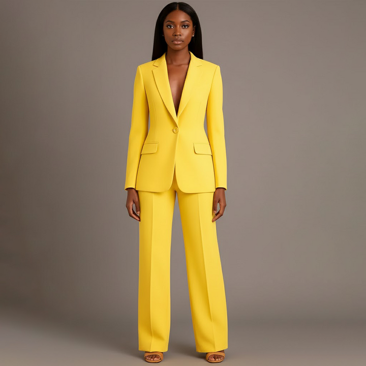 Women's Trouser Suit Set with Long Blazer and Matching Trousers