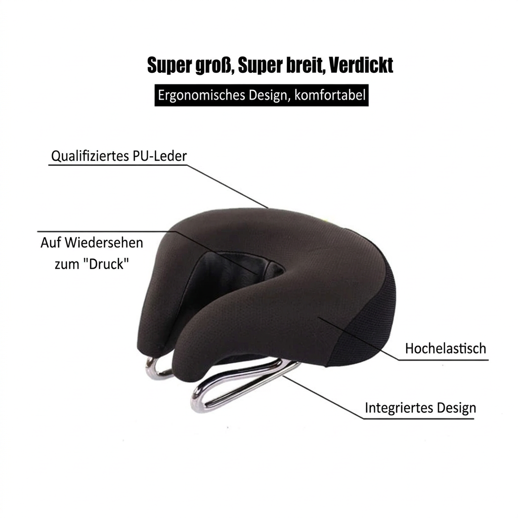 Noseless Mountain Bike Saddle | Ergonomic Padded Seat Cushion | Pressure Relief