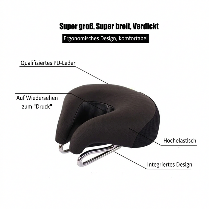 Noseless Mountain Bike Saddle | Ergonomic Padded Seat Cushion | Pressure Relief