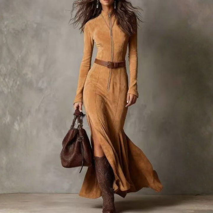 Figure-hugging retro dress with side slit - Eunice