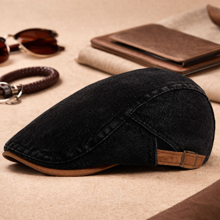 Men's flat cap | Retro denim newsboy cap